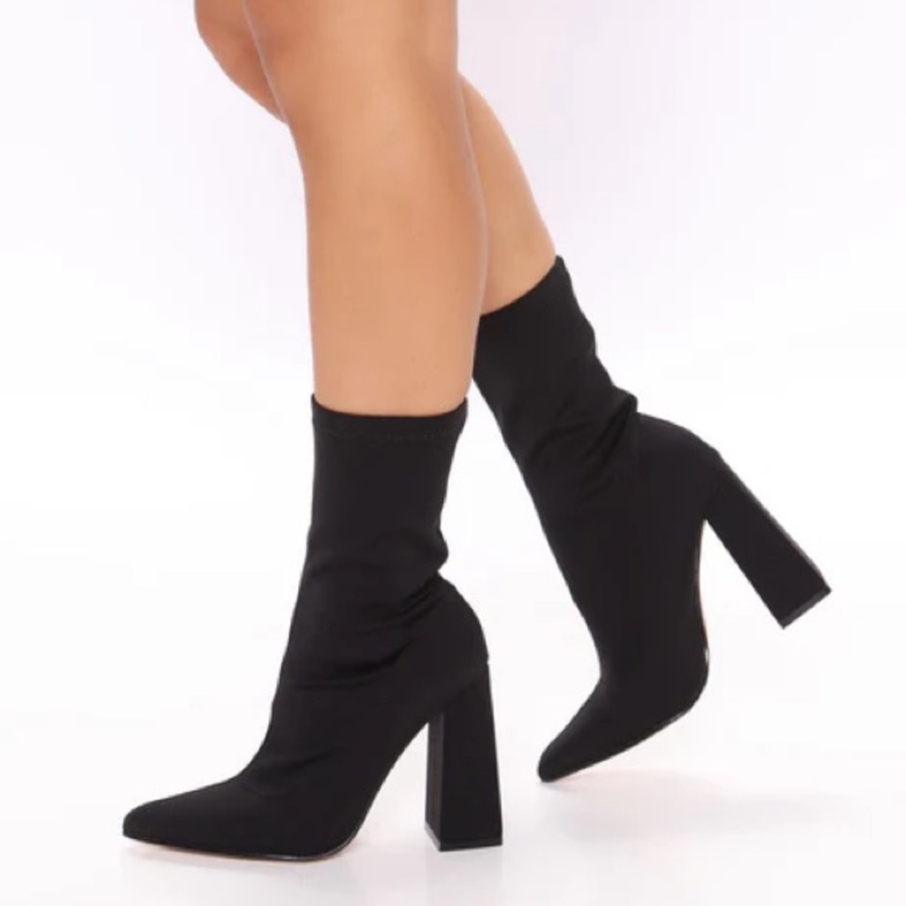 Fashion Nova Black Heeled Boots NWOT